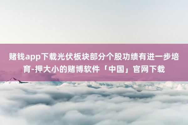 赌钱app下载　　光伏板块部分个股功绩有进一步培育-押大小的赌博软件「中国」官网下载