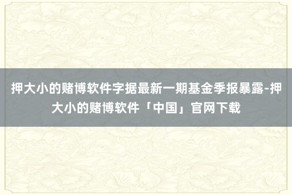 押大小的赌博软件字据最新一期基金季报暴露-押大小的赌博软件「中国」官网下载