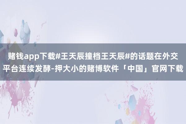 赌钱app下载#王天辰撞档王天辰#的话题在外交平台连续发酵-押大小的赌博软件「中国」官网下载