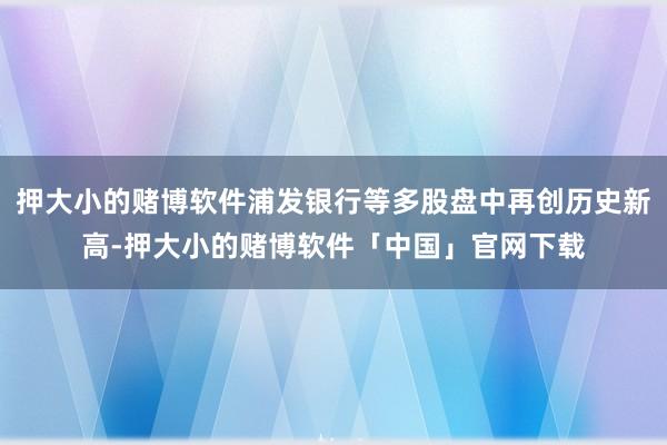 押大小的赌博软件浦发银行等多股盘中再创历史新高-押大小的赌博软件「中国」官网下载